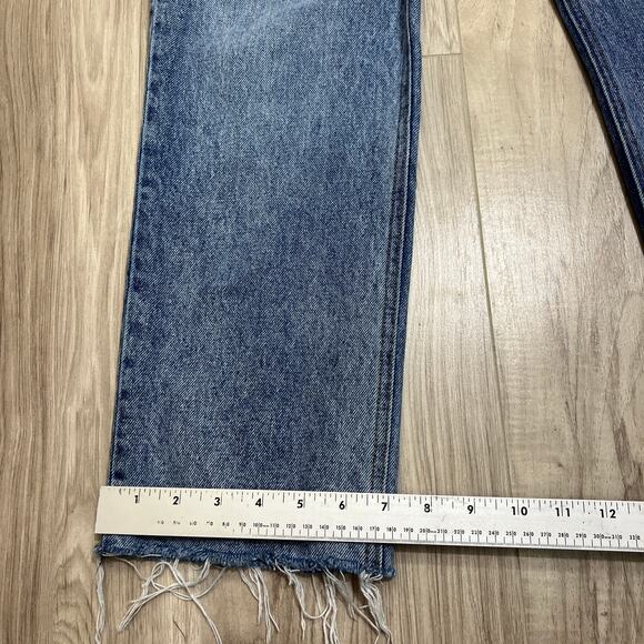 Grlfrnd Karolina High-Rise Straight Distressed Crop Blue Jeans Size 29 - Picture 7 of 12